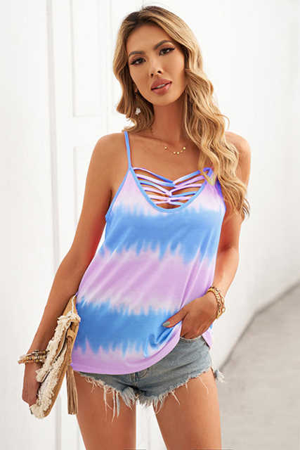Sky Blue Tie Dye Criss-Cross Camisole LC256114-4