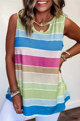 Multicolor Striped Colorblock Cut-out Tank Top LC2565862-22