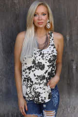 Cow Print Racerback Tank Top LC2565091-2