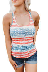 American Flag Scoop Neck Buttoned Tank Top LC2565925-3