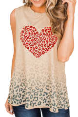 Apricot Valentines Heart Pattern Leopard Print Tank Top LC2568095-18
