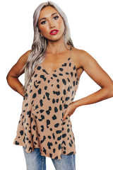 Leopard V Neck Babydoll Tank Top LC2567819-20
