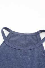 Blue Solid Color Crew Neck Tank Top LC2564998-5