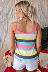 Multicolor Twist Hem Striped Knit Tank Top LC2566445-22