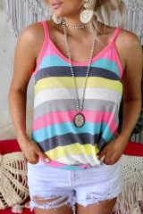 Multicolor Twist Hem Striped Knit Tank Top LC2566445-22