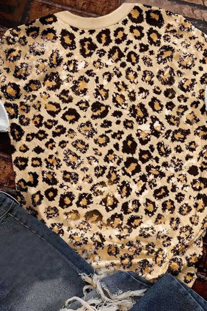 Leopard Be Kind Heart Graphic Print T Shirt LC25219229-20