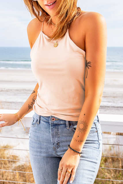 Pink Solid Basic Tank Top LC2565271-10