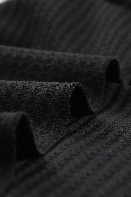 Black Leopard Sequin Waffle Knit Short Sleeve T-shirt LC25219190-2
