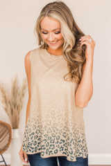 Apricot Gradient Leopard Print Tank Top LC2566451-18