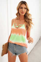Orange Tie Dye Criss-Cross Camisole  LC256114-14