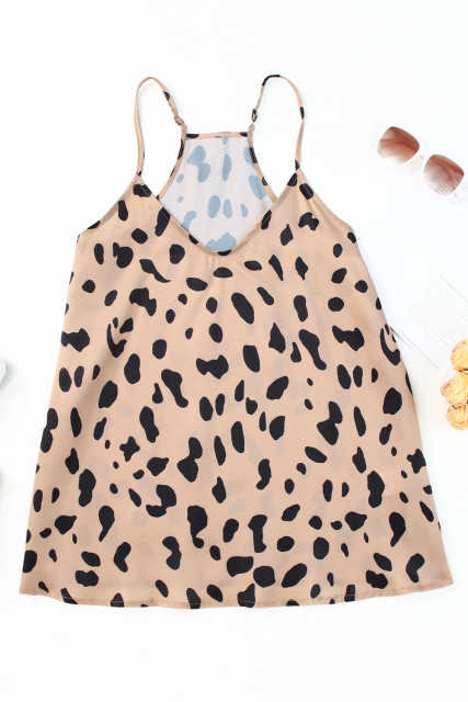 Leopard V Neck Babydoll Tank Top LC2567819-20
