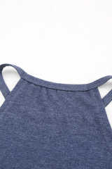 Blue Solid Color Crew Neck Tank Top LC2564998-5