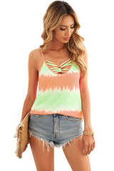 Orange Tie Dye Criss-Cross Camisole  LC256114-14