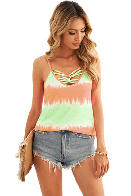 Orange Tie Dye Criss-Cross Camisole  LC256114-14