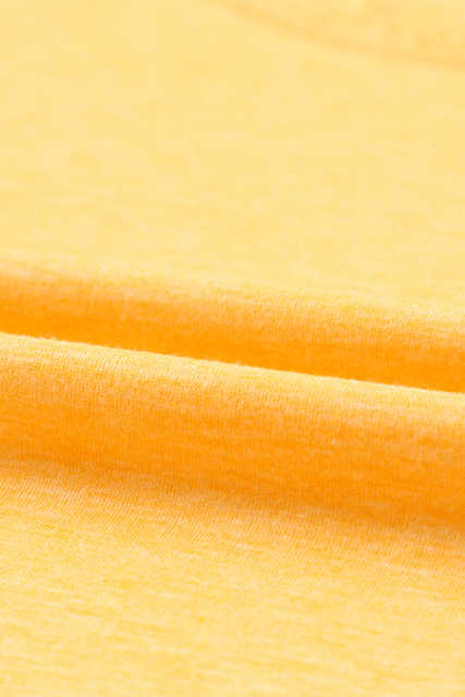 Yellow Lace Crochet Short Sleeve U Neck T Shirt LC25118561-7