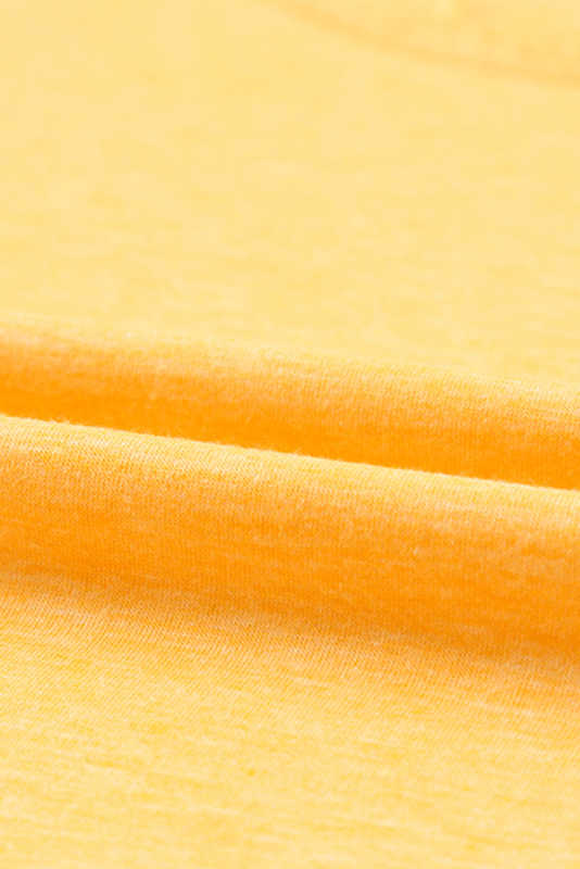 Yellow Lace Crochet Short Sleeve U Neck T Shirt LC25118561-7