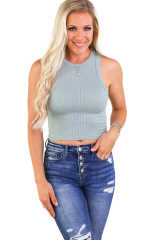 Ribbed O-neck Cropped Tank Top LC2565041-11