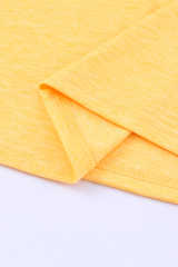 Yellow Lace Crochet Short Sleeve U Neck T Shirt LC25118561-7