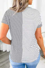 Mix Striped Print Chest Pocket T Shirt LC25219144-19