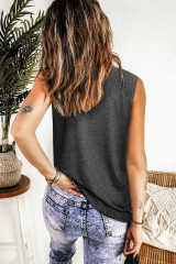 Gray Solid Color Crew Neck Loose Tank Top LC2564162-11