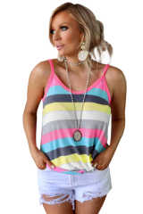Multicolor Twist Hem Striped Knit Tank Top LC2566445-22