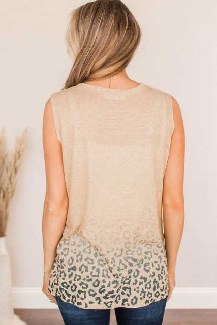 Apricot Valentines Heart Pattern Leopard Print Tank Top LC2568095-18