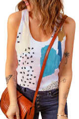 Multicolor Mixed Abstract Print Racerback Tank Top LC2567926-22