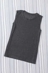 Gray Solid Color Crew Neck Loose Tank Top LC2564162-11