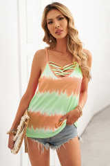 Orange Tie Dye Criss-Cross Camisole  LC256114-14