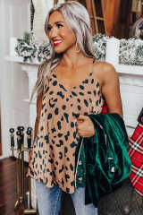 Leopard V Neck Babydoll Tank Top LC2567819-20