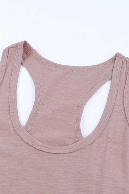 Pink Scoop Neck Basic Solid Tank Top LC256372-10