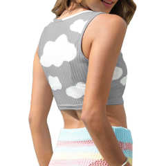 Gray Rib Clouds Print Sleeveless Tank TQX250030-11