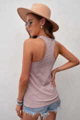 Pink Scoop Neck Basic Solid Tank Top LC256372-10