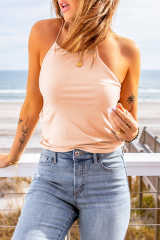 Pink Solid Basic Tank Top LC2565271-10