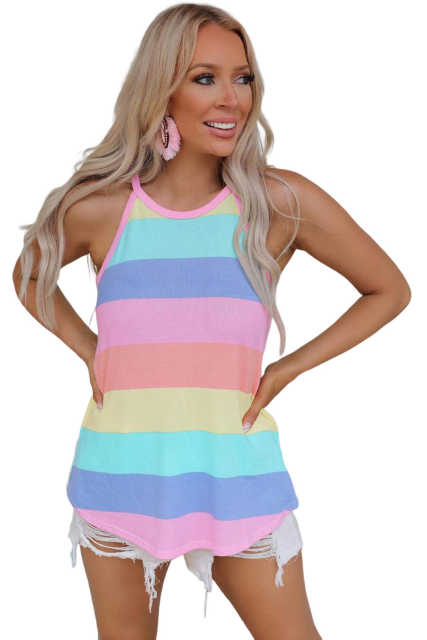 Multicolor Colorblock Knit Tank Top LC2567704-22