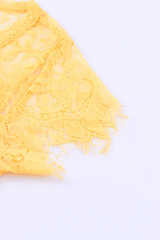 Yellow Lace Crochet Short Sleeve U Neck T Shirt LC25118561-7