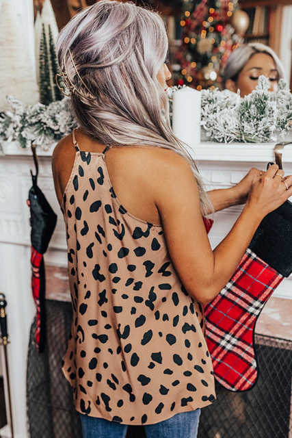 Leopard V Neck Babydoll Tank Top LC2567819-20