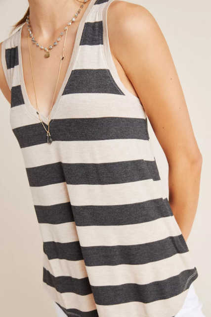 Striped V Neck Tank Top LC2567929-19