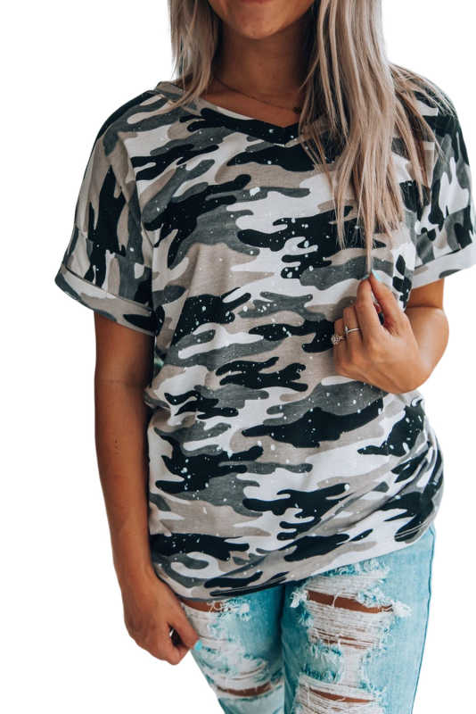 Green Bleach Splash Camo Short Sleeve T Shirt LC25219125-9