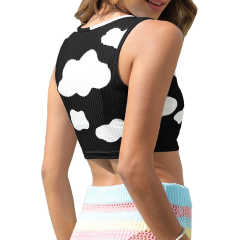 Black Rib Clouds Print Sleeveless Tank TQX250030-2