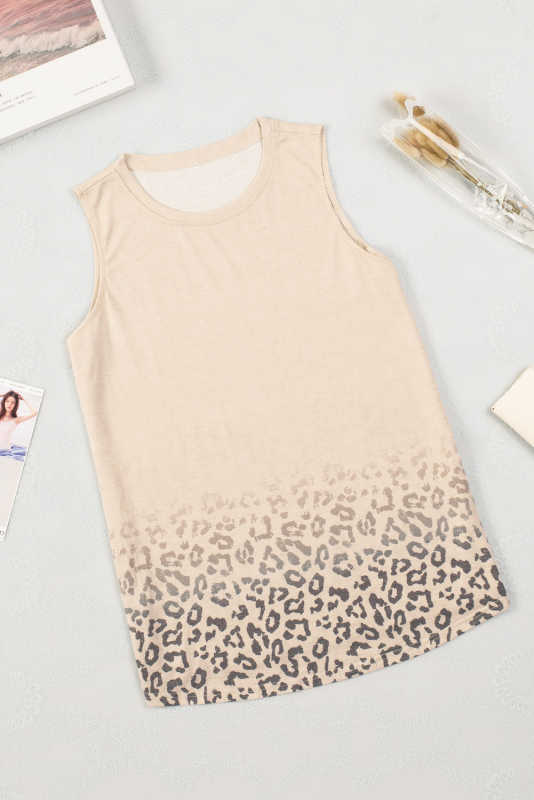 Apricot Gradient Leopard Print Tank Top LC2566451-18