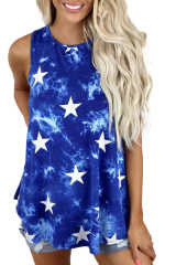 Blue Stars Tie-dye Flowy Tank Top LC2565978-5
