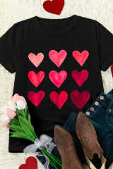 Black Valentine's Day Heart Graphic Tee LC25219392-2