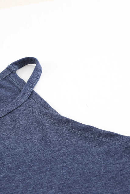 Blue Solid Color Crew Neck Tank Top LC2564998-5