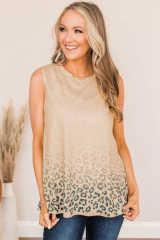Apricot Gradient Leopard Print Tank Top LC2566451-18