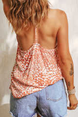 Orange Lace Detail Floral Halter Vest LC2567827-14