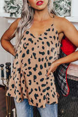 Leopard V Neck Babydoll Tank Top LC2567819-20