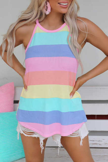 Multicolor Colorblock Knit Tank Top LC2567704-22