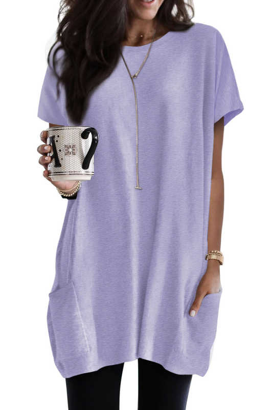 Purple Casual Oversize T-shirt with Pockets LC2517326-8