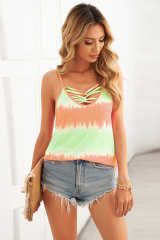 Orange Tie Dye Criss-Cross Camisole  LC256114-14